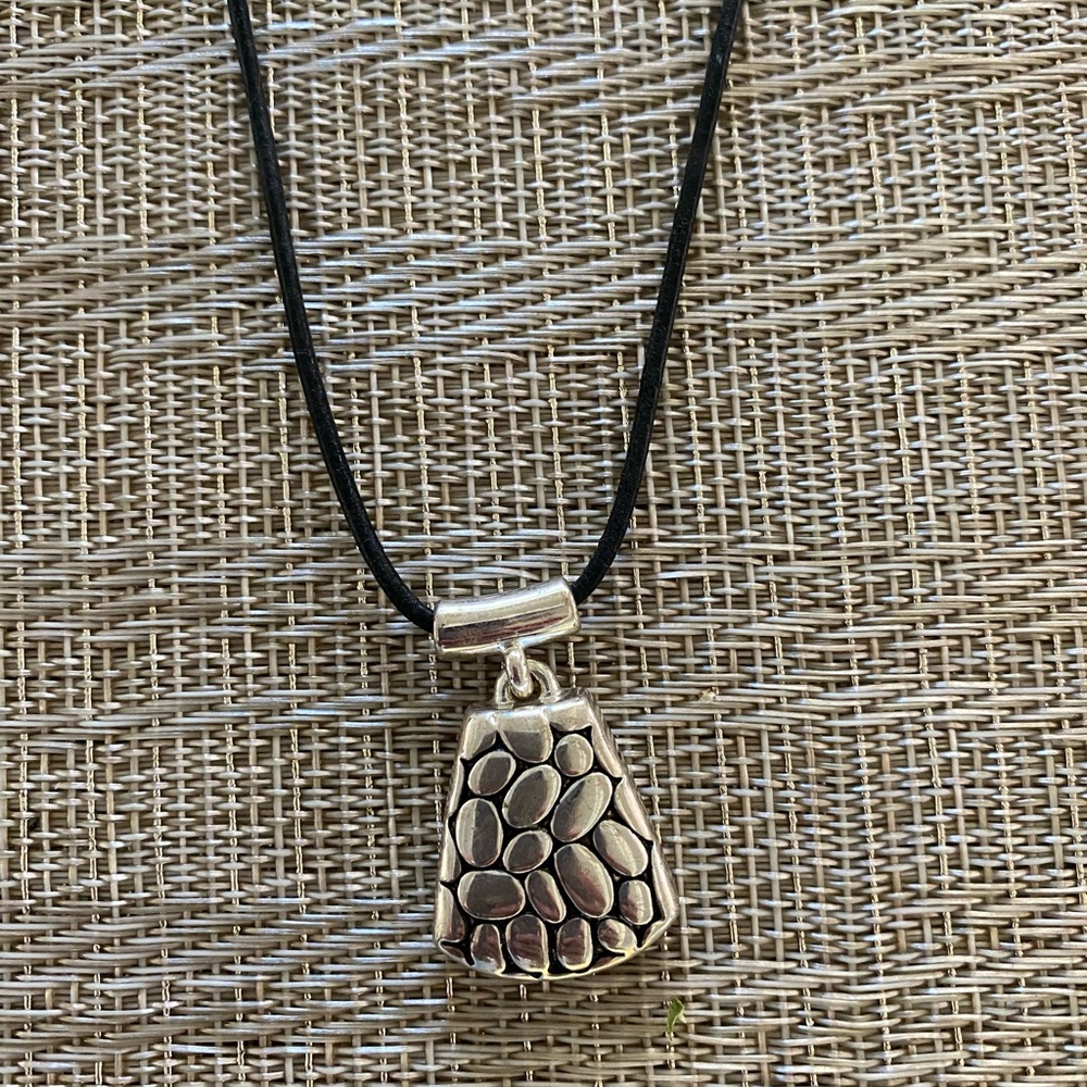 Napier necklace silver pendant on leather chain